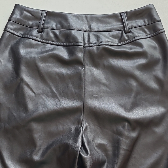 SM Wet Seal Dark Black Faux Leather Trousers Y2K - Picture 5 of 9